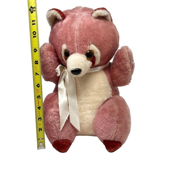Vintage Ace Novelty Co. Pink Maroon Raccoon Plush Stuffed Animal‎ Toy - Picture 13 of 14